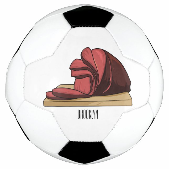 Ham cartoon illustration  soccer ball (Front)