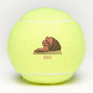 Ham cartoon illustration  tennis balls