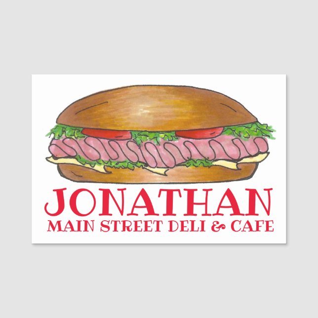 Ham Cheese Deli Sub Submarine Hoagie Sandwich Deli Name Tag (Front)