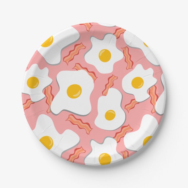 Ham, Eggs & Side Of Bacon Paper Plate (Front)
