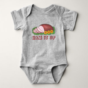 HAM IT UP Holiday Ham Pineapple Christmas Dinner Baby Bodysuit