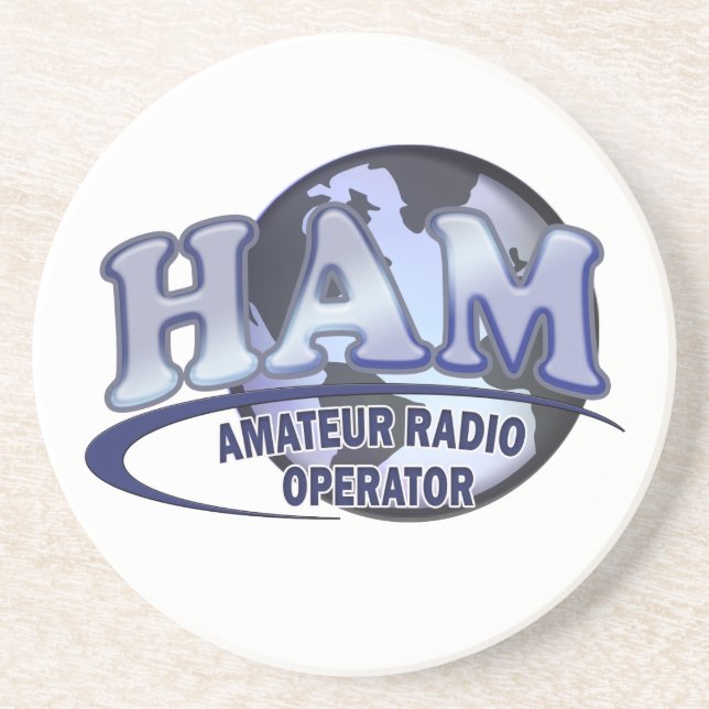 HAM LOGO BLUE AMATEUR RADIO OPERATOR COASTER (Front)