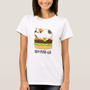 Ham-Purr-Ger Funny Cat Hamburger Pun  T-Shirt