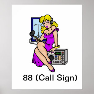 Ham Radio Blonde Pin-up Girl Poster Customise It!