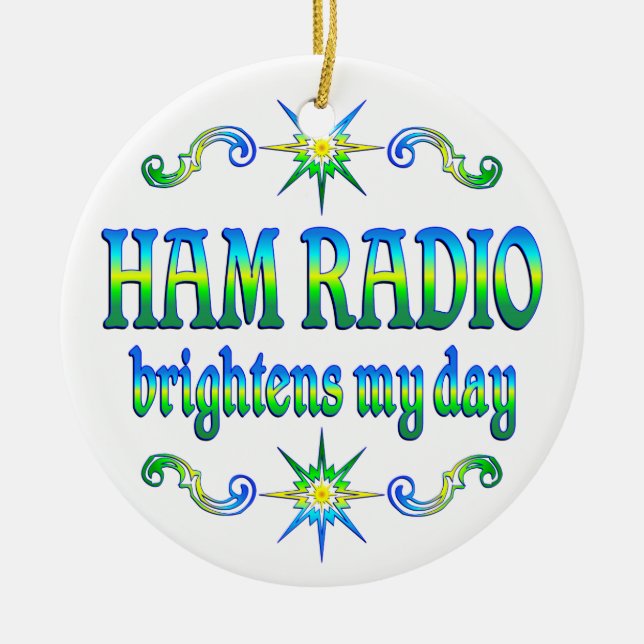 Ham Radio Brightens Ceramic Tree Decoration (Front)