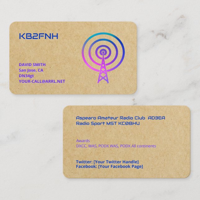 📻 Ham Radio Callsign Business Card (Front/Back)