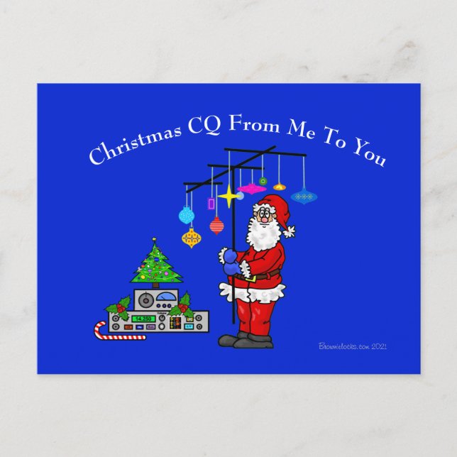 Ham Radio Christmas CQ Post Card (Front)