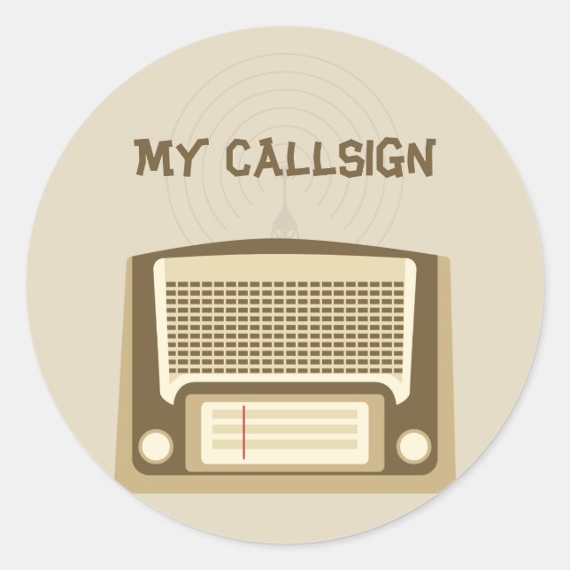 Ham radio classic round sticker (Front)