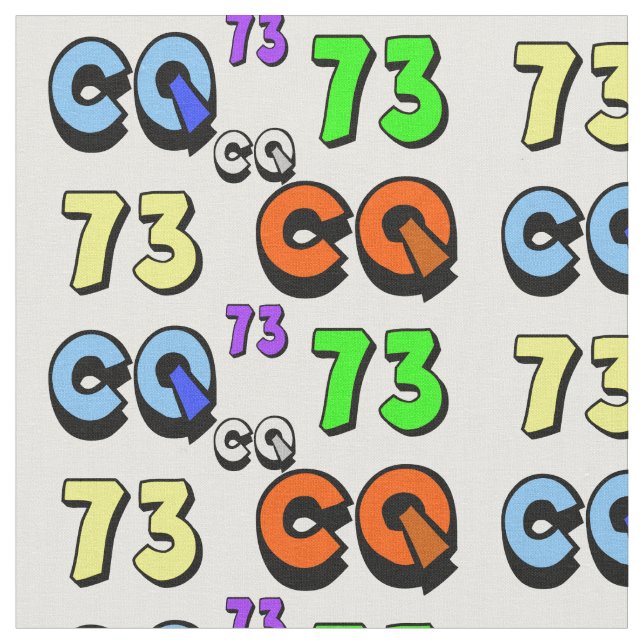 Ham Radio Fabric  73 and CQ (Close Up)