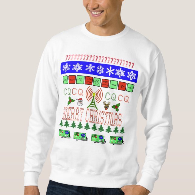 Ham Radio Fair Isle Design Christmas Sweatshirt (Front)
