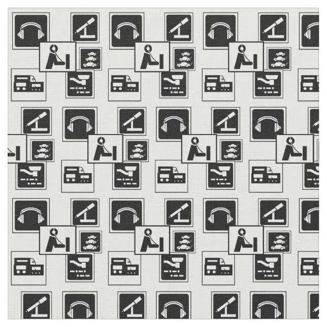 Ham Radio Icons Tiled Fabric (Close Up)