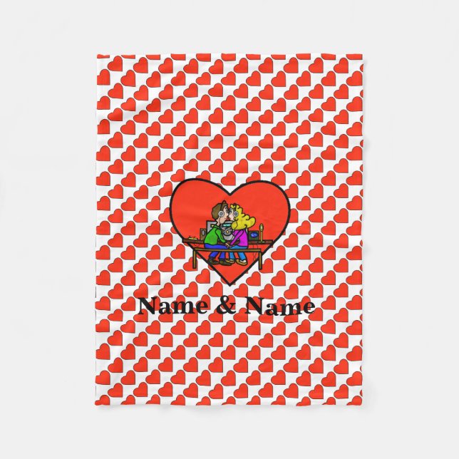 Ham Radio Kissing Couple Fleece Blanket  Customise (Front)