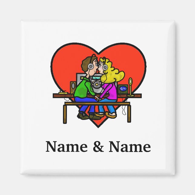 Ham Radio Kissing Couple Magnet (Front)