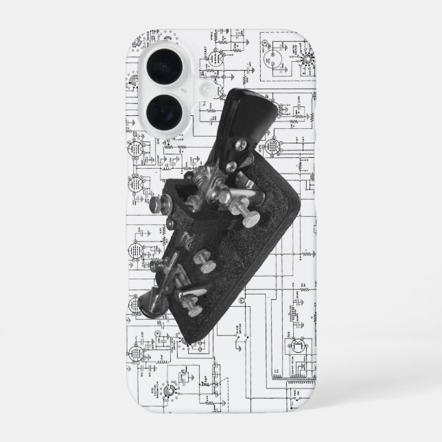 Ham Radio Morse Code Semi-Automatic Key iPhone 16 Case (Back)