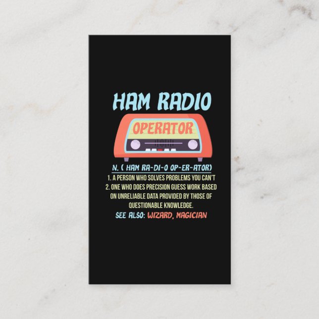 Ham Radio Operator Definition Amateur Radio Hobby Business Card (Front)