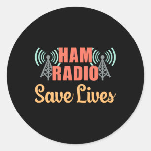 HAM Radio Operator Frequency Antenna Amateur Gift Classic Round Sticker