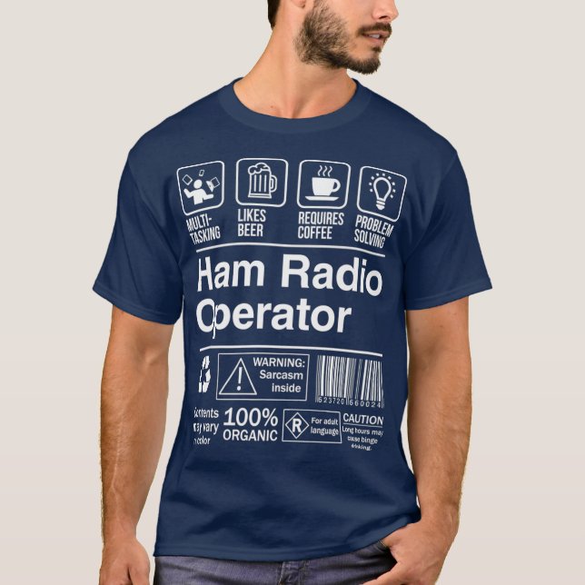 Ham Radio Operator Product Label Funny Gift T-Shirt (Front)