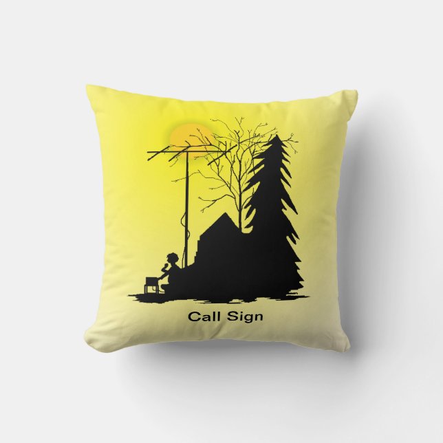 Ham Radio Operator Silhouette Pillow (Front)