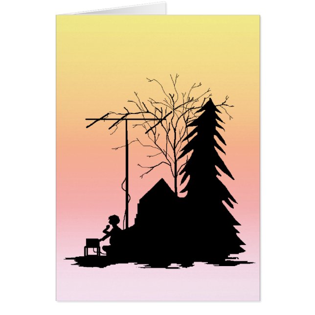 Ham Radio Operator  Sunset Silhouette Card (Front)
