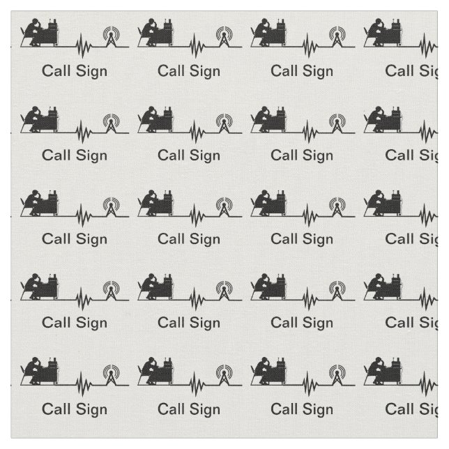 Ham Radio Silhouette Fabric with Call Sign (Close Up)