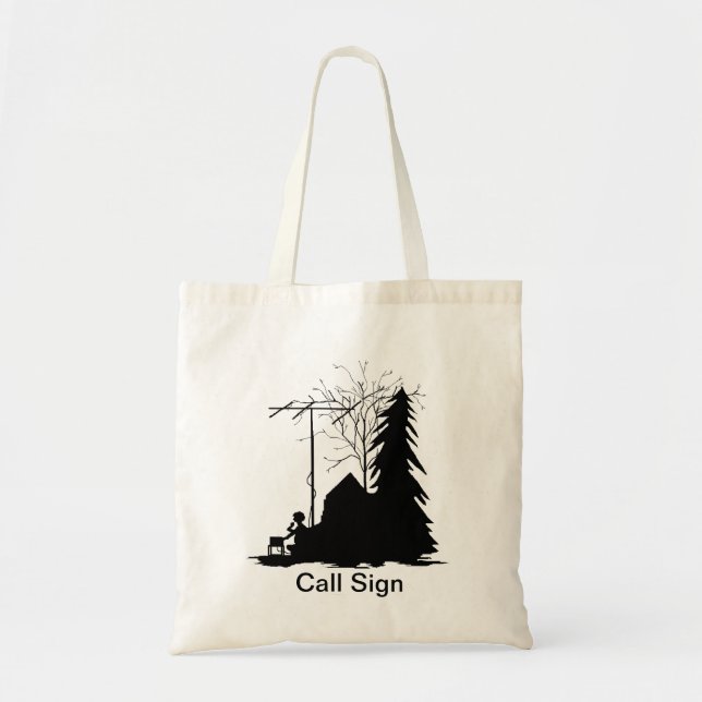 Ham Radio Tote Bag with Operator Silhouette (Front)