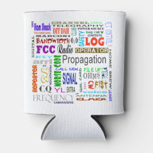 Ham Radio Word Collage Can Cooler