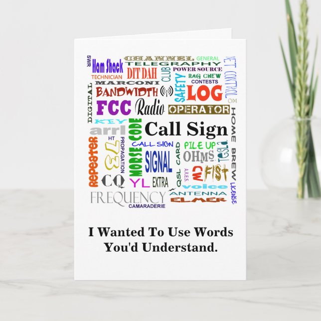 Ham Radio Word Collage  Card   Customise It! (Front)