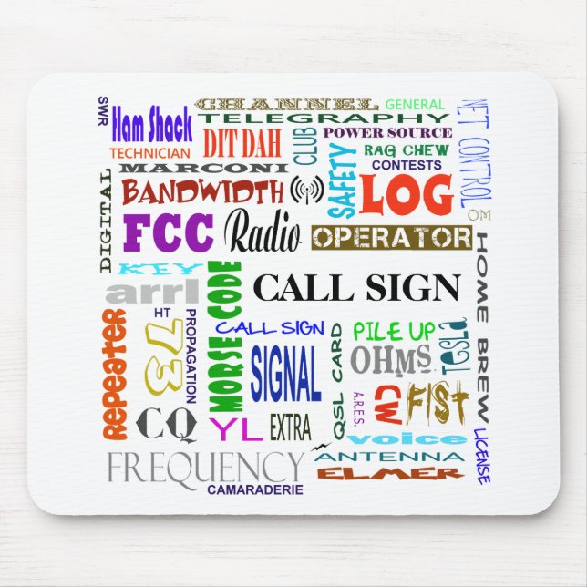 Ham Radio Word Collage Mousepad   Customize It! (Front)
