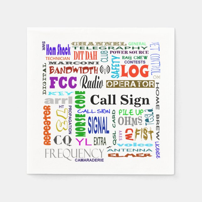Ham Radio Word Collage Napkins  Customise It! (Front)