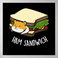 Ham Sandwich Funny Hamster Pun Dark BG