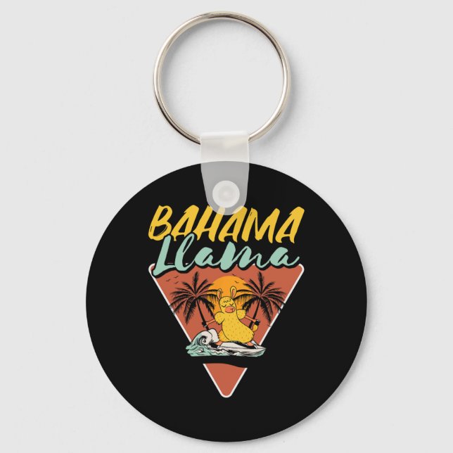Hama Llama Funny Llama Surfer Surfing Surfboard  Key Ring (Front)