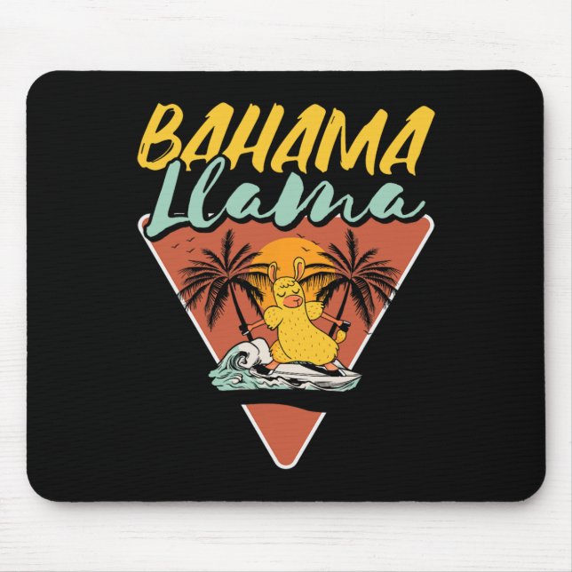 Hama Llama Funny Llama Surfer Surfing Surfboard  Mouse Pad (Front)