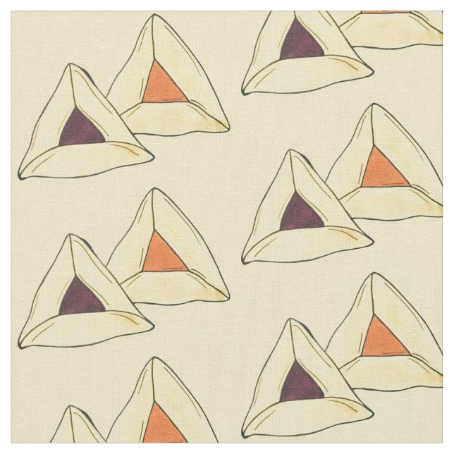 Hamantaschen Hamantash Purim Jewish Holiday Cookie Fabric (Close Up)