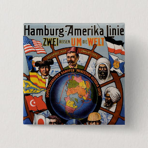 Hamburg Amerika Line Poster 15 Cm Square Badge