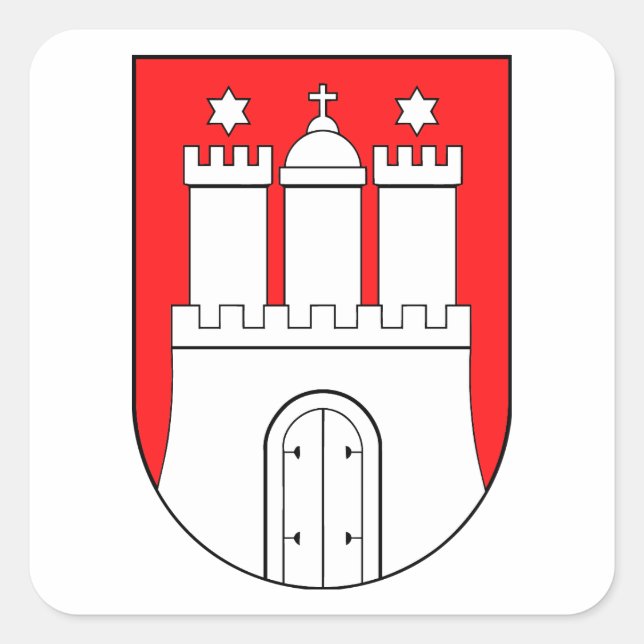 Hamburg coat of arms square sticker (Front)