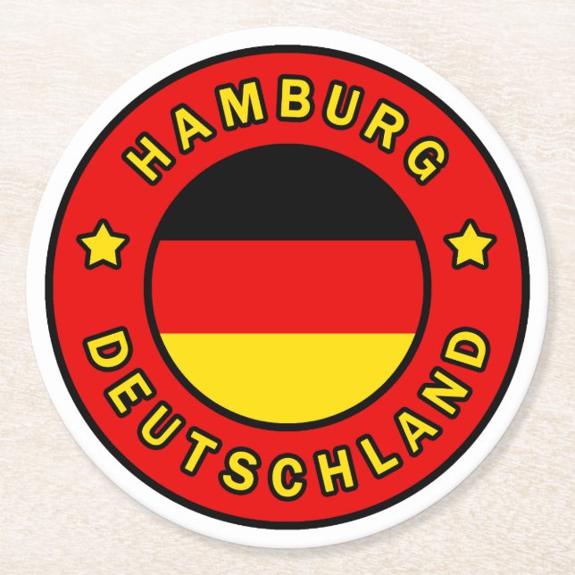 Hamburg Deutschland Round Paper Coaster (Front)