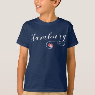 Hamburg Flag In Heart, Germany, Hamborg T-Shirt