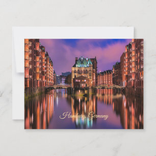 Hamburg, Germany at Night Postcard