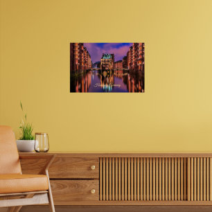 Hamburg, Germany at Night Poster