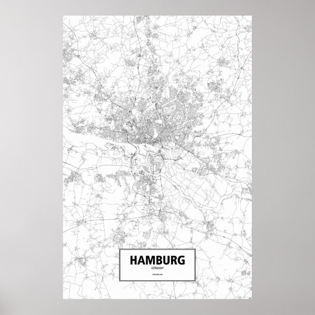 Hamburg, Germany (black on white) Poster (Front)