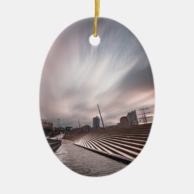 Hamburg Germany Ceramic Tree Decoration (Front)