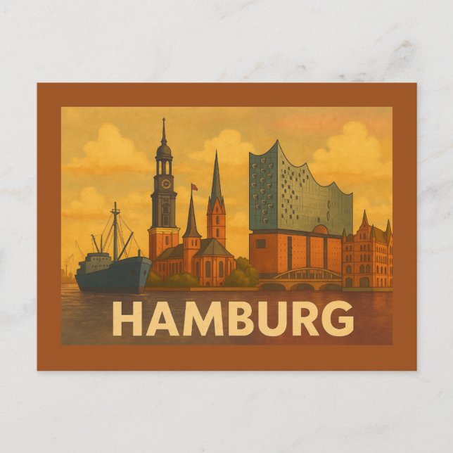 Hamburg Germany City Art Postcard (Front)