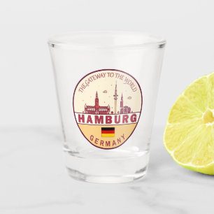 Hamburg Germany City Skyline Emblem Shot Glass