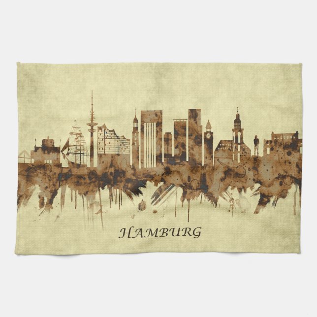 Hamburg Germany Cityscape Tea Towel (Horizontal)