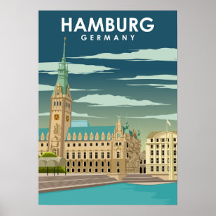 Hamburg Germany European City Travel Illustration Poster