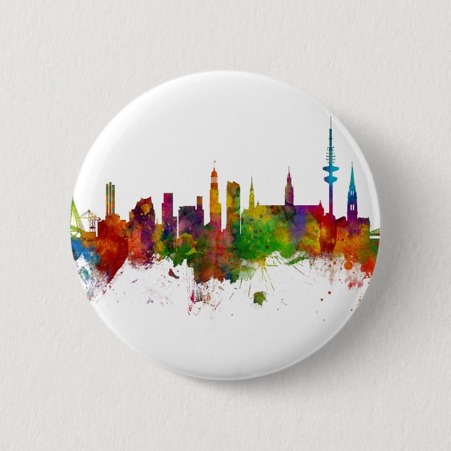 Hamburg Germany Skyline 6 Cm Round Badge (Front)