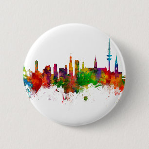 Hamburg Germany Skyline 6 Cm Round Badge