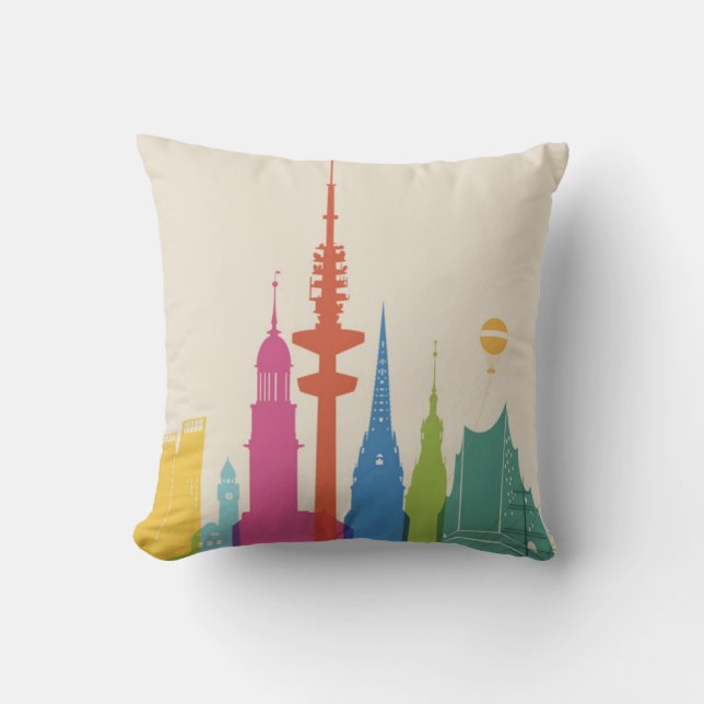 Hamburg Germany Skyline Cushion (Front)