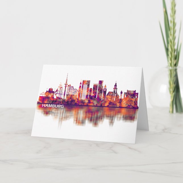 Hamburg Germany Skyline Holiday Card (Front)
