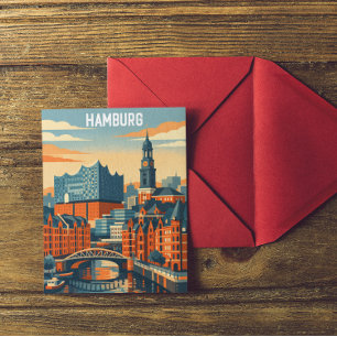Hamburg Germany Travel Minimalist Port  Postcard